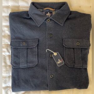 Johnnie O Briggs Stretch Flannel Lodge Shirt, Navy Extra Large XL $198 NWT